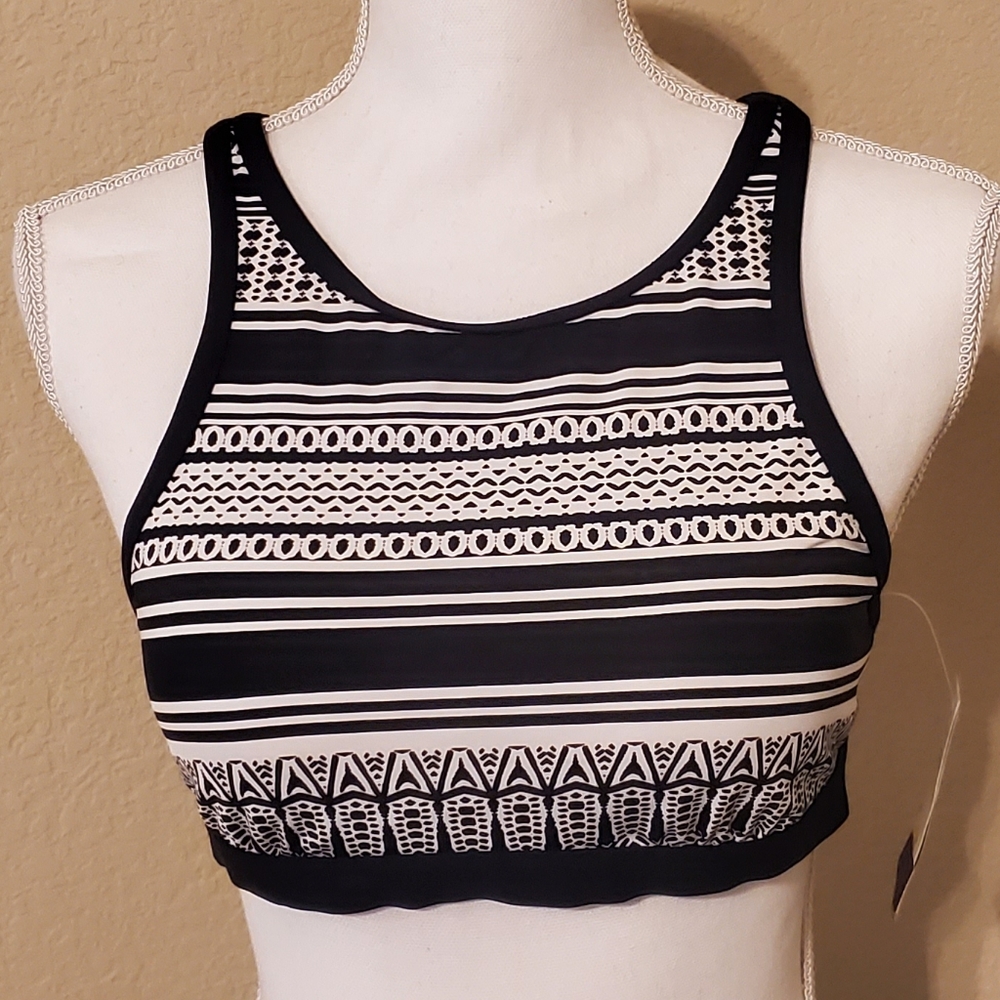 Jag Black Noir High Neck Bra/ Bikini Halter Top Criss-Cross Strap Back Size M